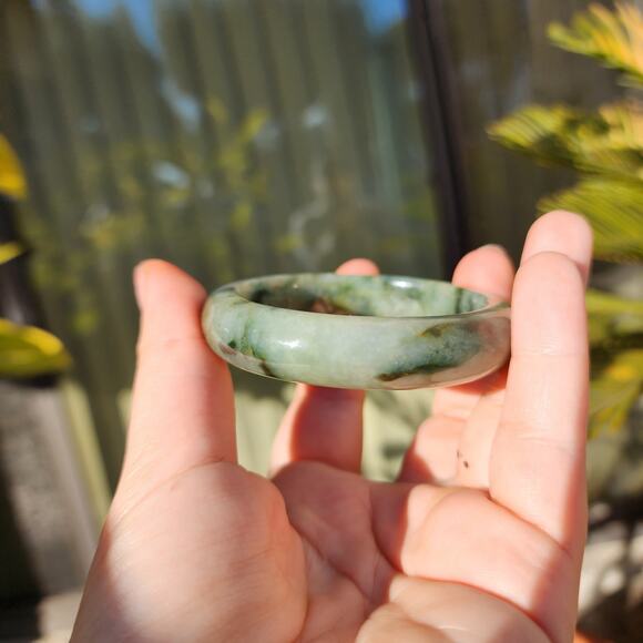 Jadeite Jade Bangle Green Natural Semi Translucent 284ct Myanmar Burma Bracelet - Picture 8 of 17
